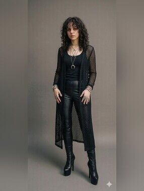 Fishnet Mid-length Cardigan Size S/M